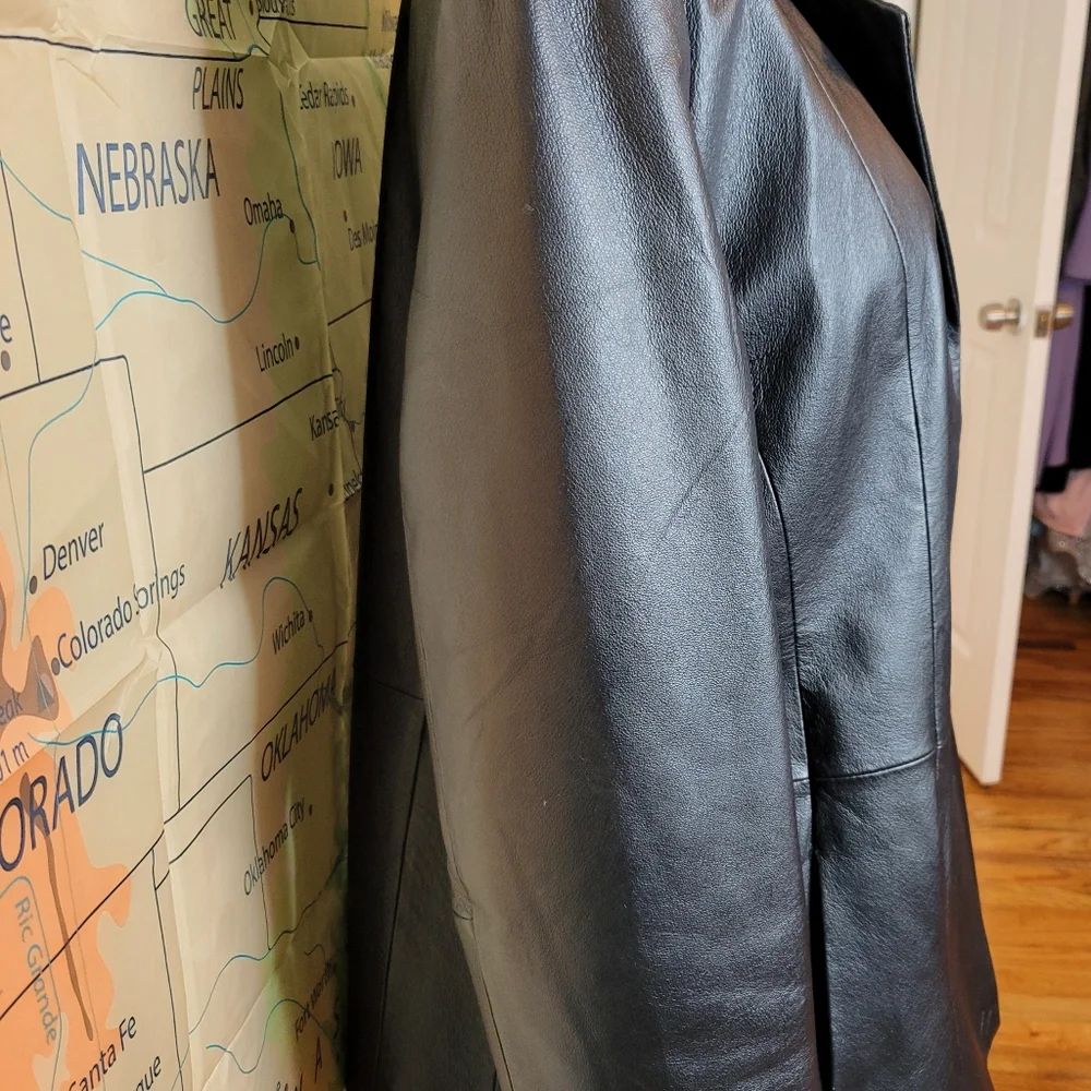 Marc Mattis Black Leather Jacket Size XL Coat - Picture 6 of 15